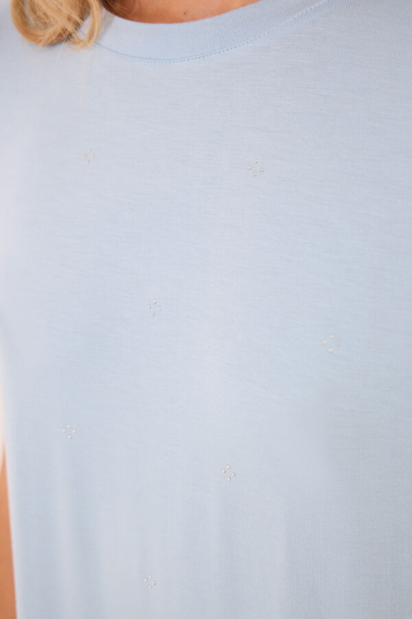 Womensecret Camisón midi de viscosa con brillos azul azul