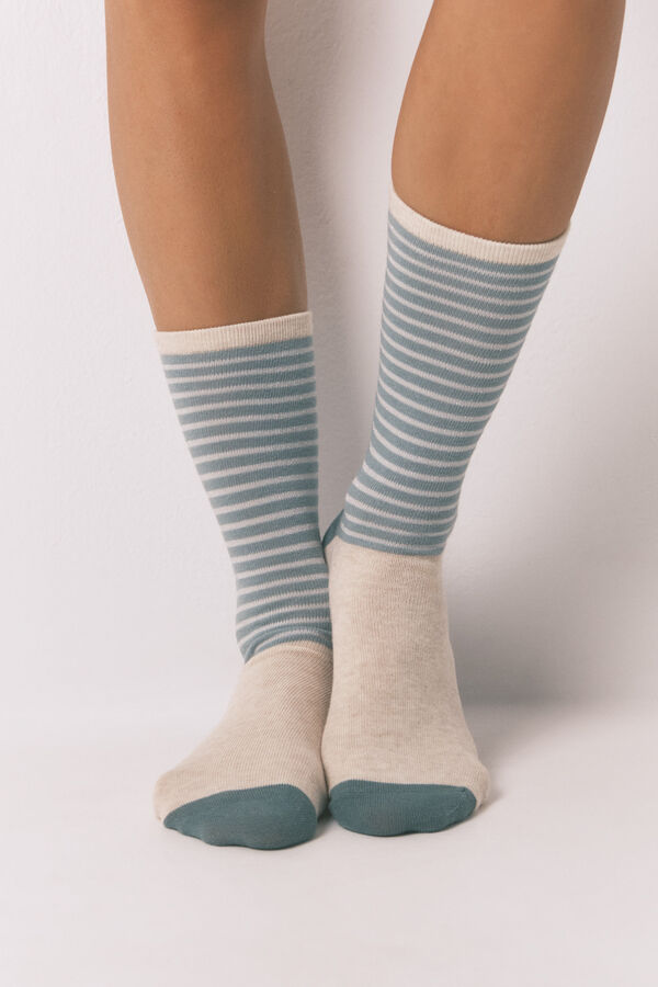 Womensecret Pack de 3 calcetines largos de rayas de lurex  estampado