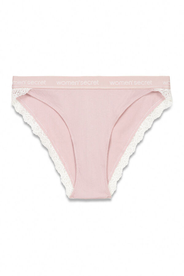 Women'secret Panty clásica de algodón rosa rosa