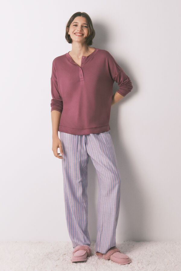 Women'secret playera holgado de manga larga color granate púrpura