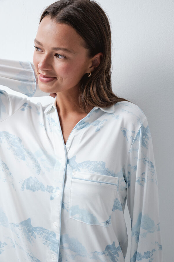 Women'secret Pijama camisera estampado monta&ntilde;as blanco
