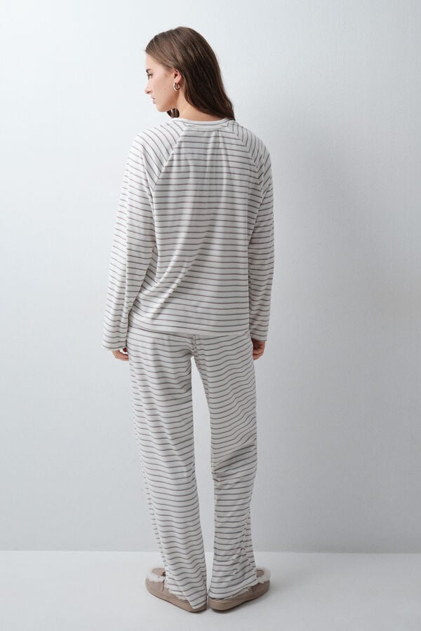 Women'secret Pijama larga Bambi polar suave blanco