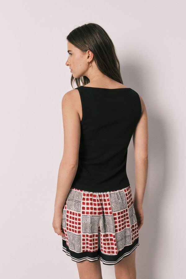 Women'secret Conjunto de top y falda-pantal&oacute;n negro