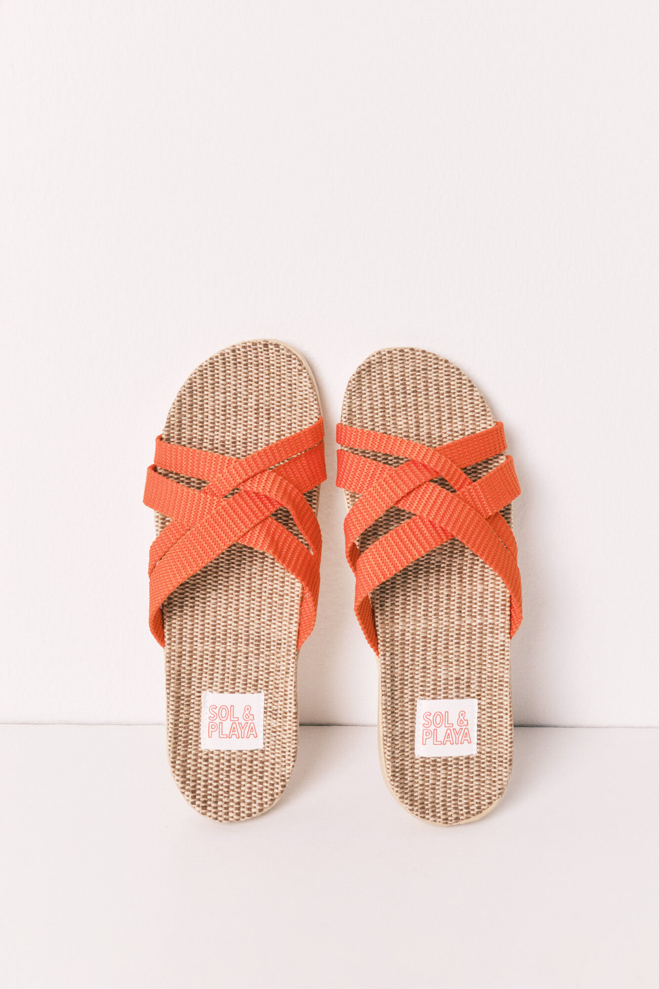 Women'secret Sandalias de rafia de tiras naranjas