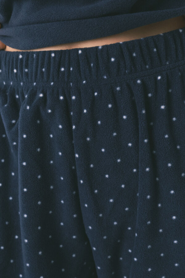 Womensecret Pijama larga de forro polar azul marino SmileyWorld® azul