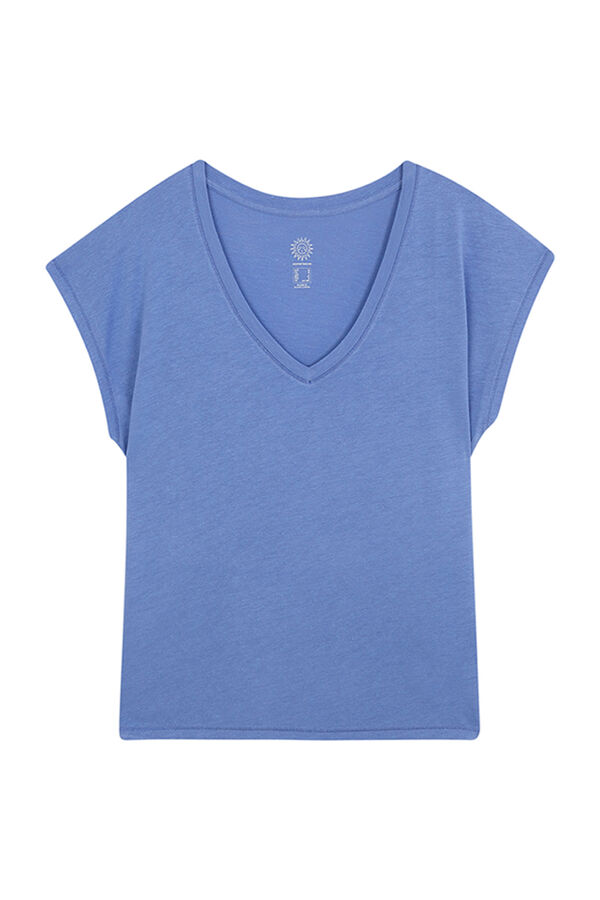 Womensecret Playera de manga corta de viscosa azul claro azul