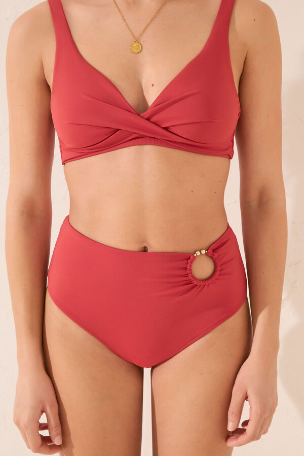Womensecret Panty de bikini con anillo alto púrpura