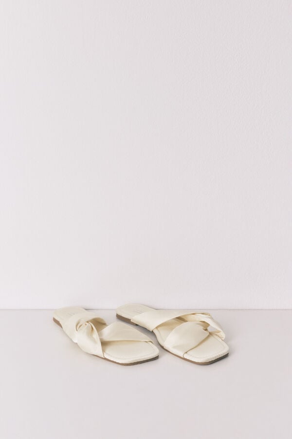 Women'secret Pantuflas satén nudo amarillas amarillo