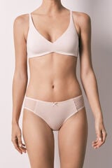 Women'secret Panty ancha de algod&oacute;n y plumet&iacute; rosa rosa
