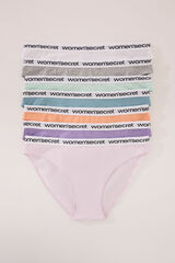 Womensecret Pack de 7 panties clásica de algodón en colores vivos blanco