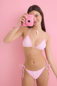 Womensecret Top de bikini triangular con cortina rosa rosa