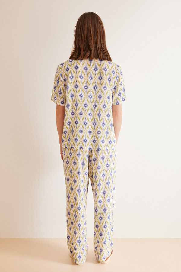 Womensecret Pijama camisero ikat geométrico estampado