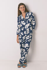 Womensecret Pijama camisera largo de viscosa con estampado floral azul estampado
