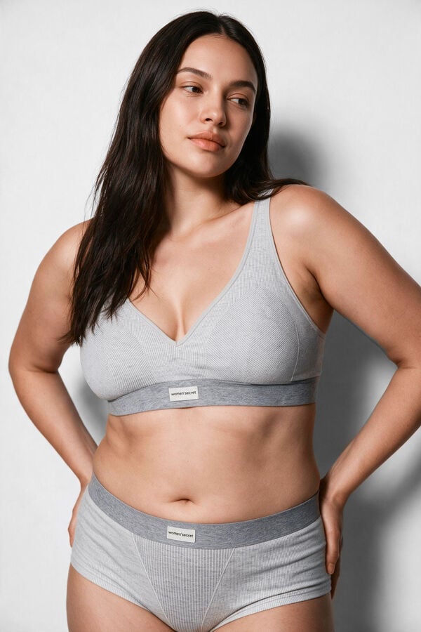 Women'secret Brasier triangular halter acanalado gris gris
