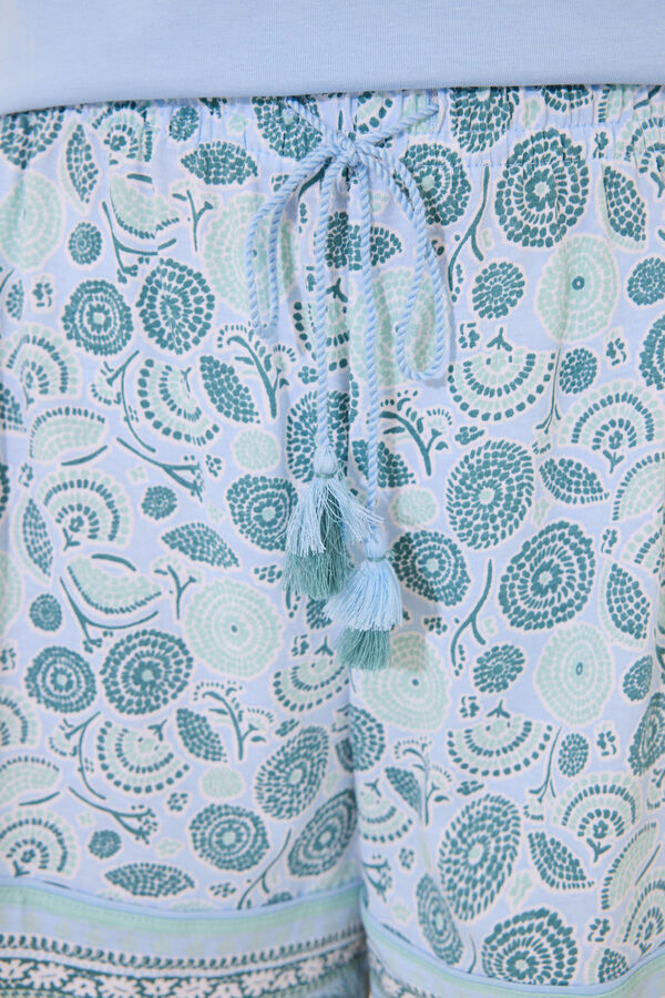 Womensecret Pijama corta 100% algodón flores azules azul