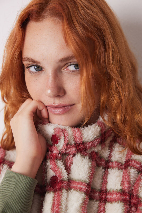 Womensecret Capa pelo suave estampado cuadros estampado