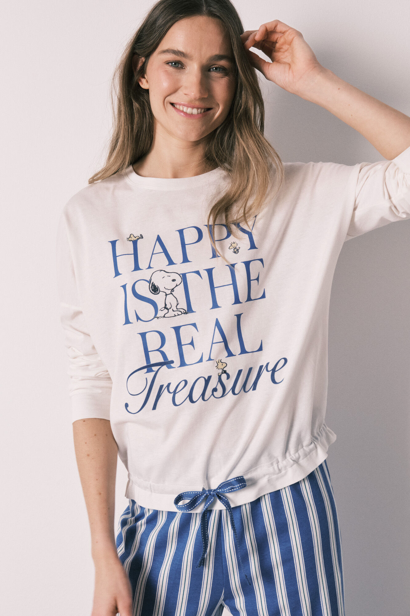 Women'secret Pijama larga Snoopy Happy de algod&oacute;n