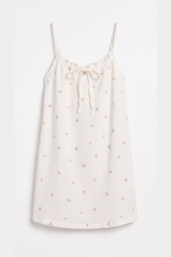 Women'secret Camis&oacute;n corto de tirantes de algod&oacute;n blanco marfil