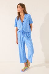 Womensecret Pijama camisera Capri de viscosa azul estampado