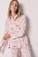 Women'secret Pijama larga camisera de flores rosa