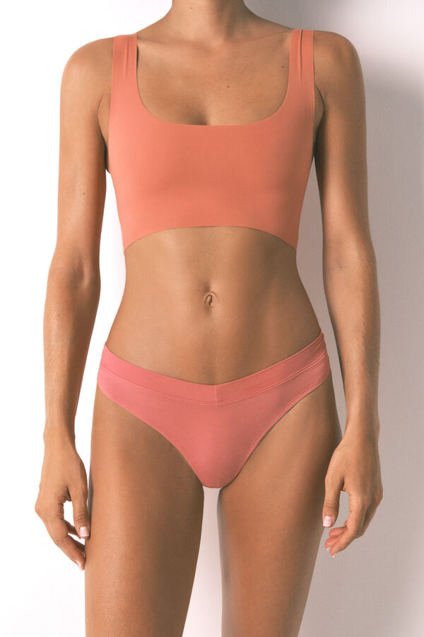 Women'secret Tanga rosa fruncido en la tanga rosa