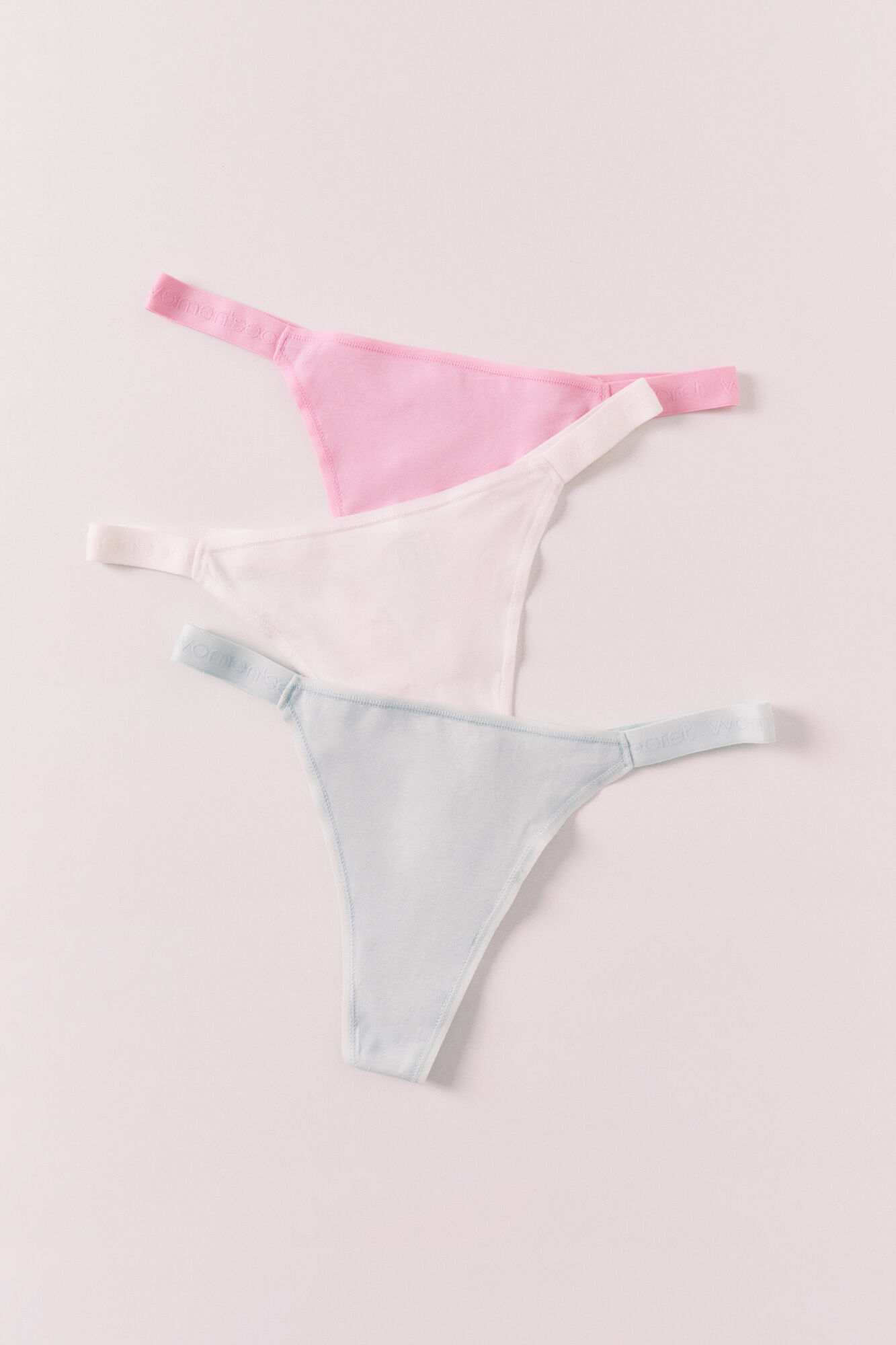 Women'secret Pack de 3 tangas de tira de algod&oacute;n con logo