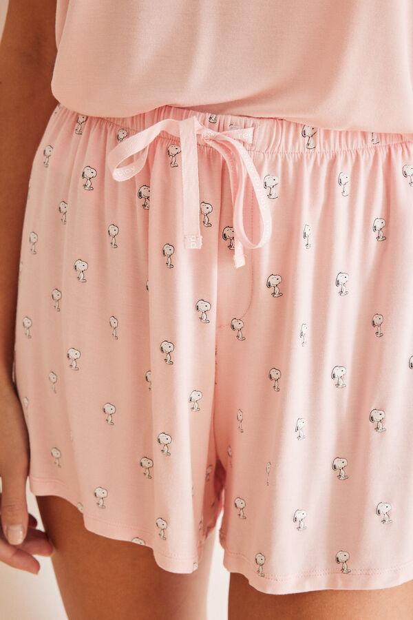 Womensecret Pijama corto soft touch rosa Snoopy rosa