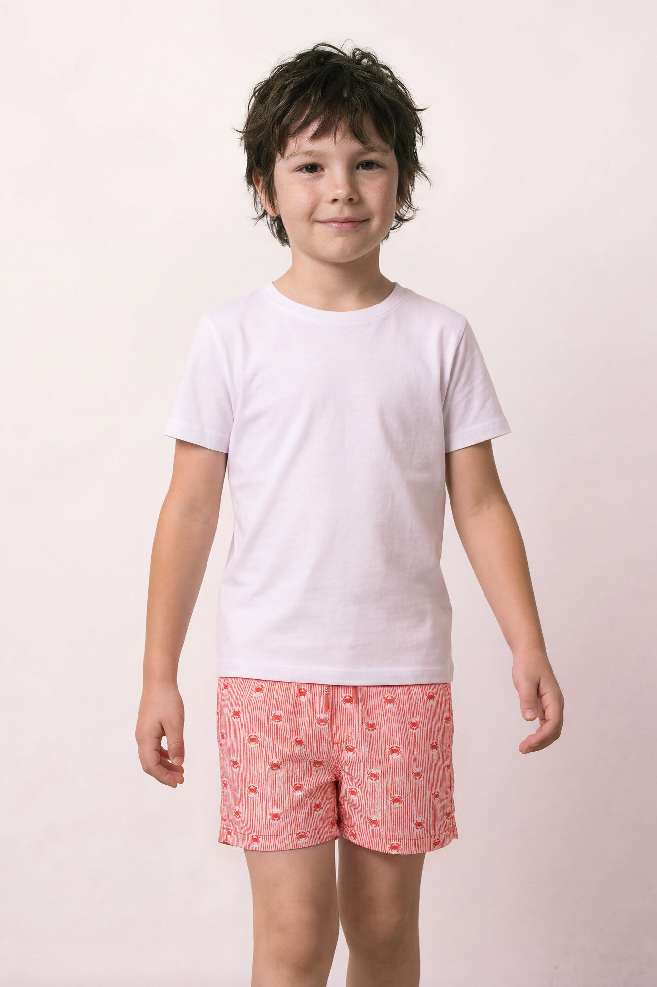 Women'secret Traje de ba&ntilde;o de ni&ntilde;o estampado de rayas y cangrejos