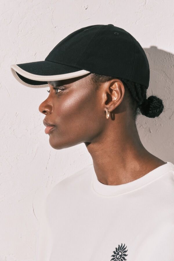 Women'secret Gorra bordada de algod&oacute;n negra negro