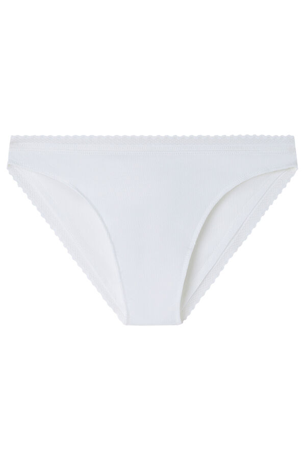 Womensecret Panty clásica de encaje de algodón color marfil marfil
