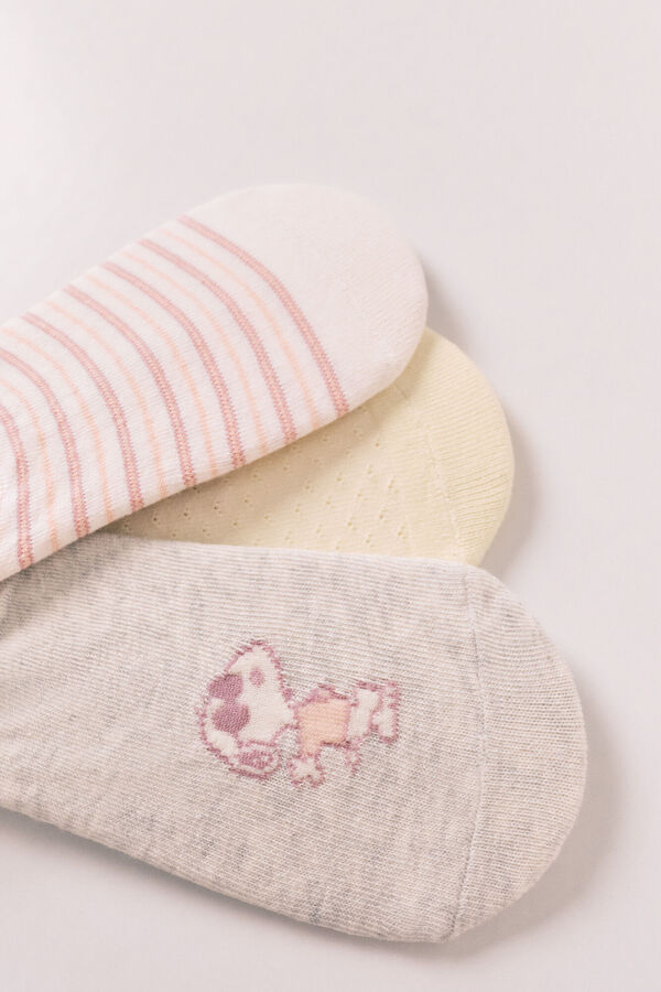 Women'secret Pack 3 calcetines invisibles estampados Peanuts estampado