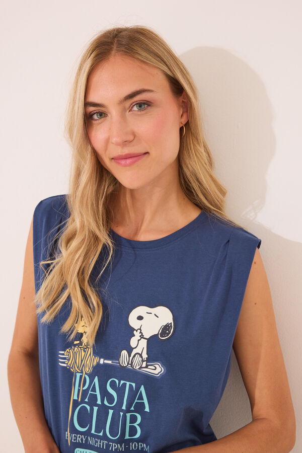 Womensecret Pijama corta geométrico de Snoopy 100 % algodón azul