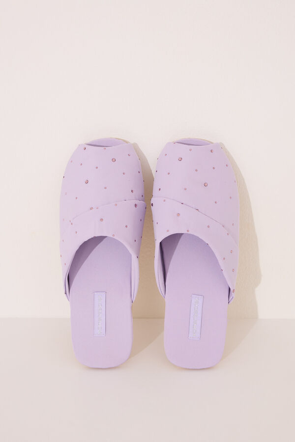Womensecret Pantuflas para casa de pedrería de color rosa lila morado/lila
