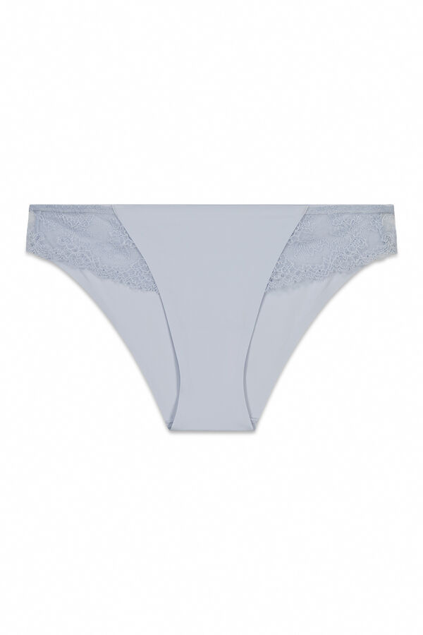 Women'secret Panty cl&aacute;sica de microfibra y encaje azul azul