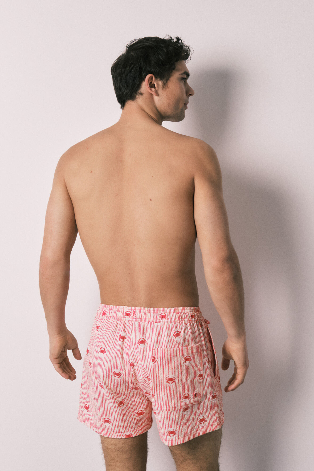 Women'secret Traje de ba&ntilde;o para hombre estampado de rayas y cangrejos
