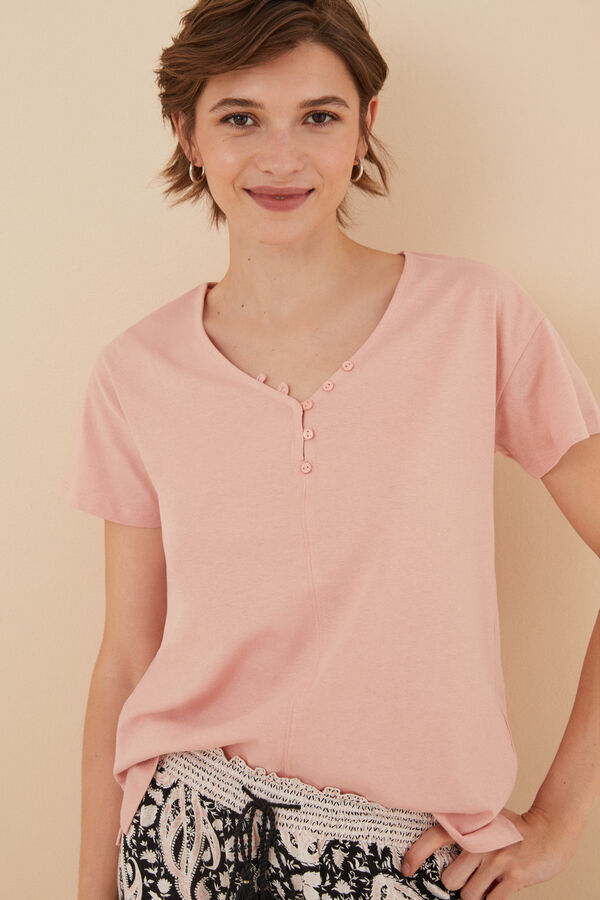 Womensecret Camiseta rosa 100% algodón rosa
