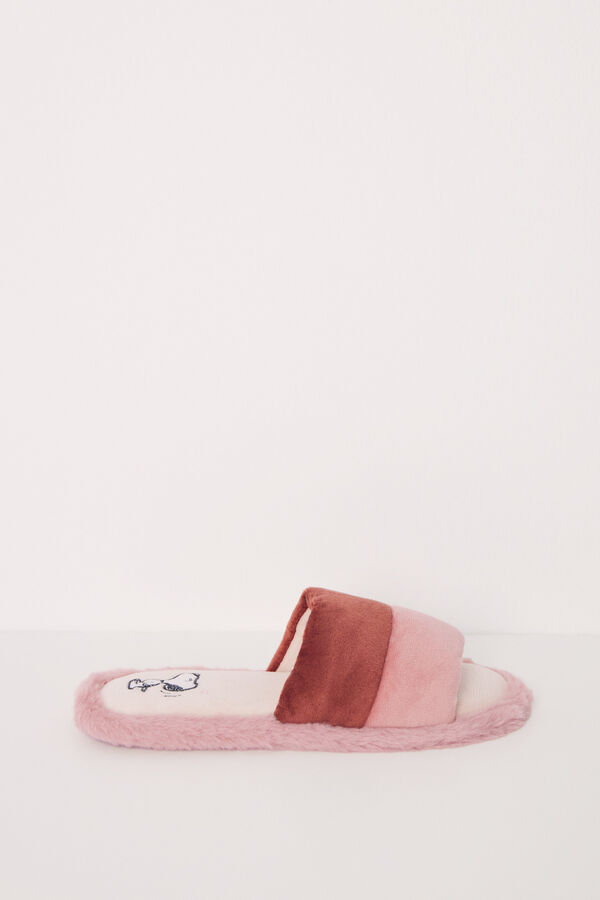 Womensecret Pantuflas abiertas Snoopy rosa café