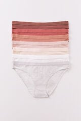 Women'secret Pack de 7 tangas de algodón con estampado blanco blanco