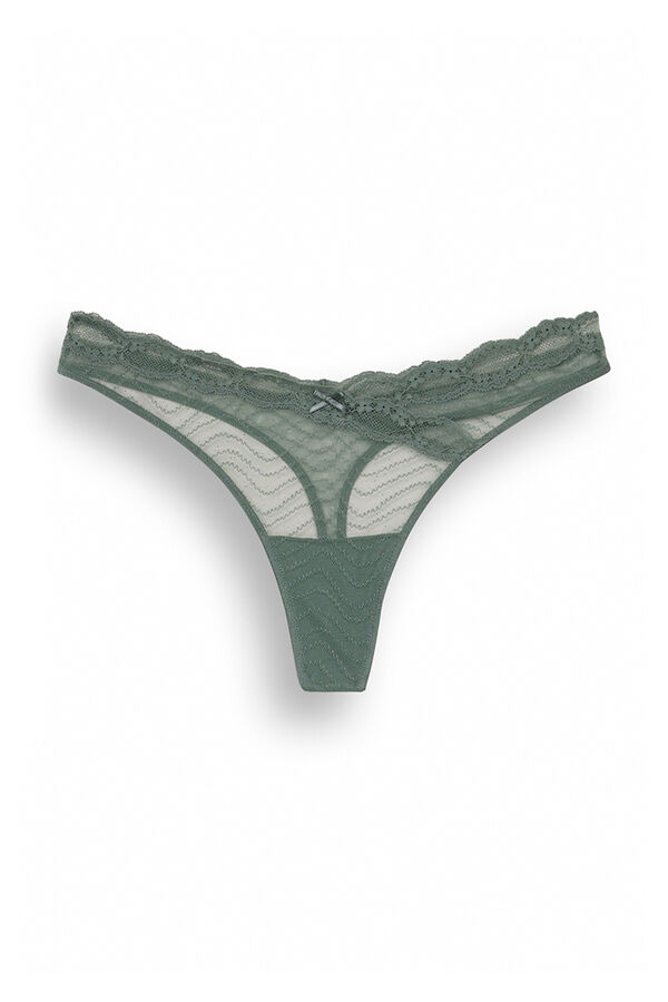 Womensecret Tanga clásica encaje kaki kaki
