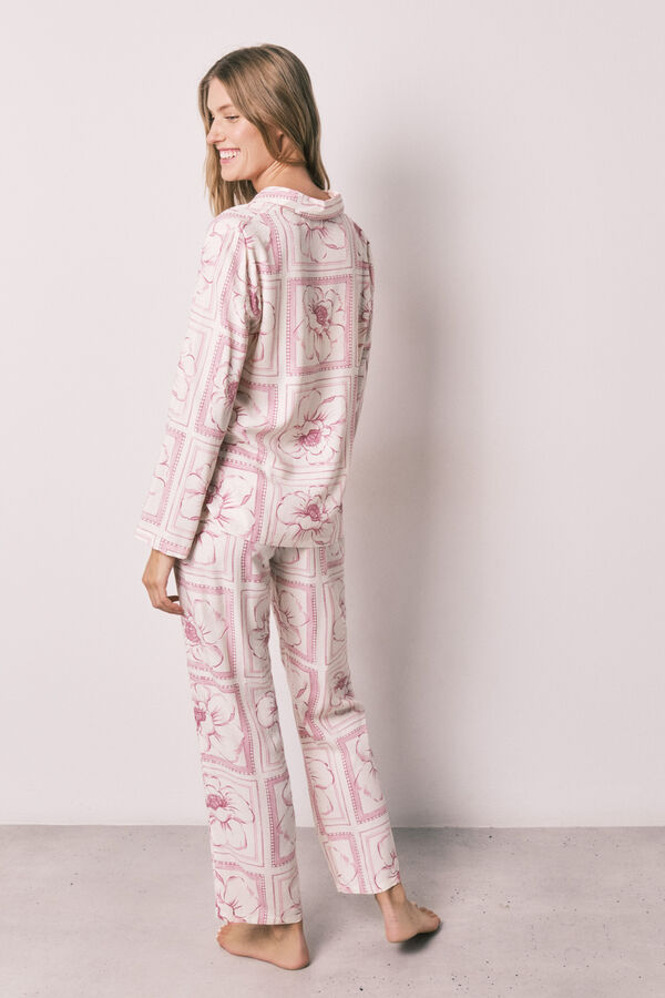 Women'secret Pijama larga camisera de flores rosa