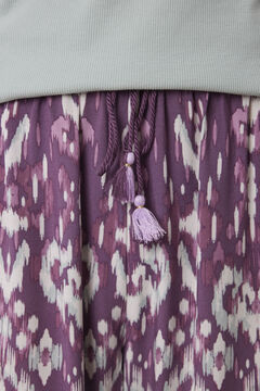 Womensecret Pantalón largo viscosa estampado ikat morado/lila
