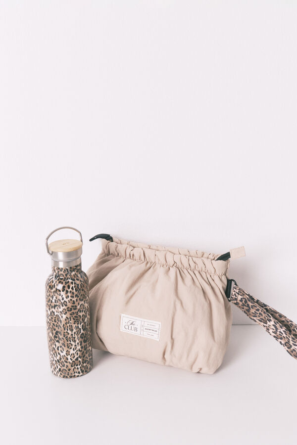 Women'secret Pequeño neceser de nailon con estampado animal café