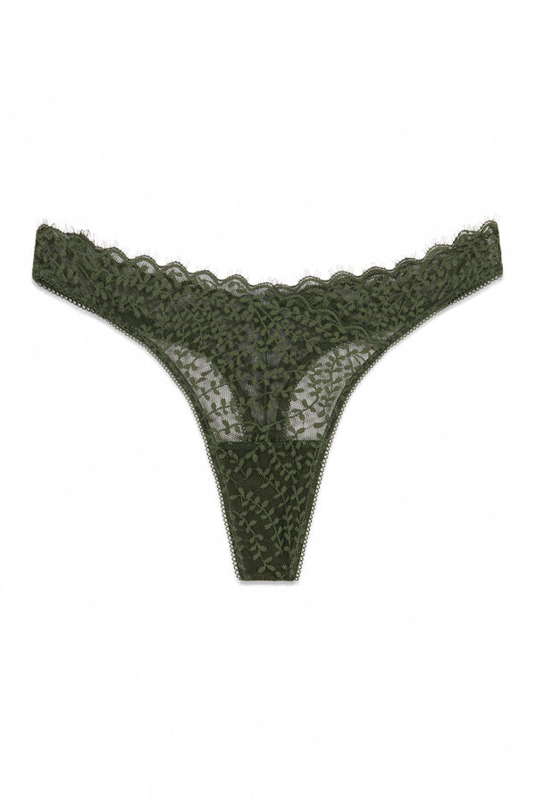 Women'secret Tanga encaje verde kaki