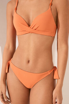 Womensecret Panty de bikini brasileña con textura de color naranja naranja