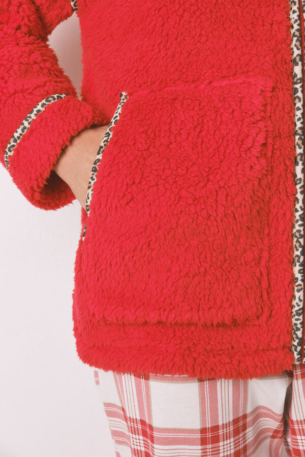 Women'secret Bata roja de borrego con Snoopy bordado rojo