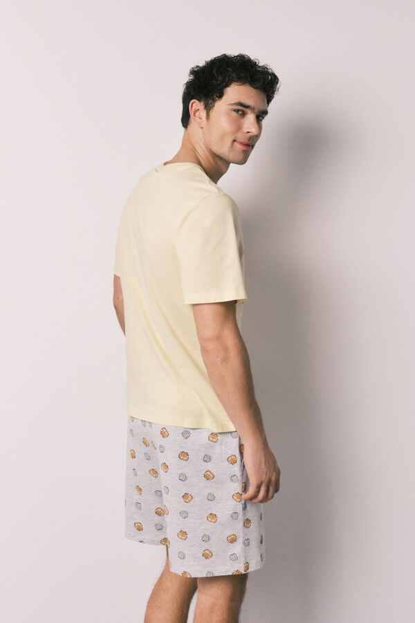 Women'secret Pijama corta para hombre de 100% algod&oacute;n Garfield amarillo