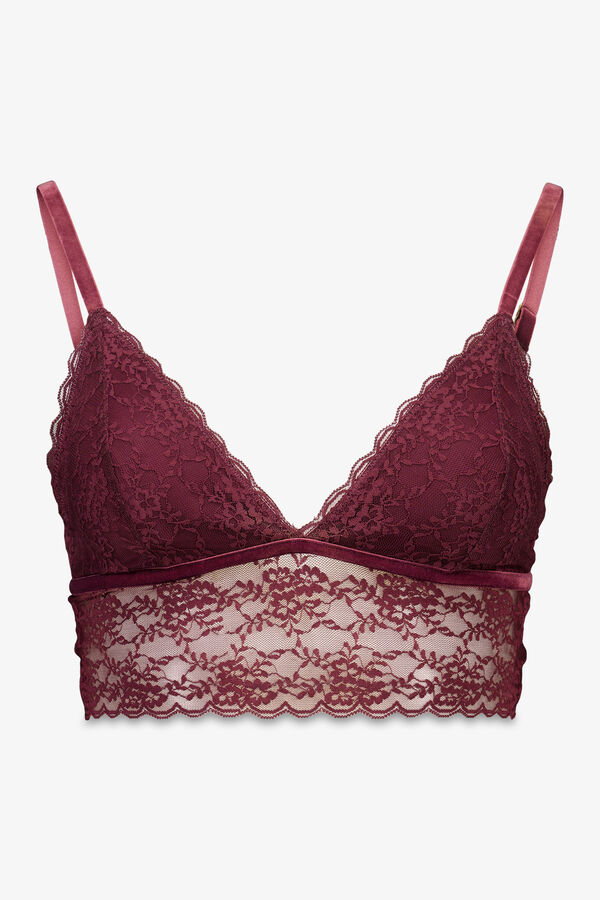 Women'secret LOVELY bralette triangular de encaje burdeos púrpura