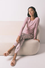 Women'secret Pijama larga con estampado floral rosa rosa