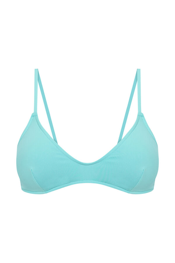 Womensecret Top de bikini con escote en PICO color turquesa verde