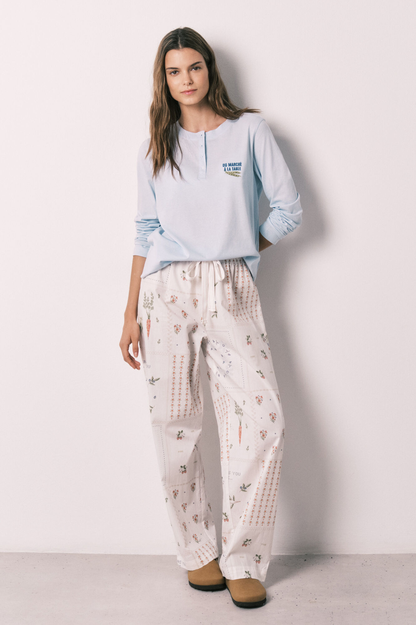 Women'secret Playera manga larga 100% algod&oacute;n azul